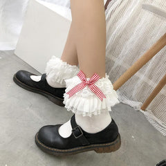 Lace ruffle bowknot long socks