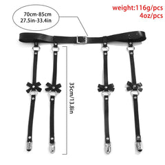 Buckle PU leather bowknot waist chain