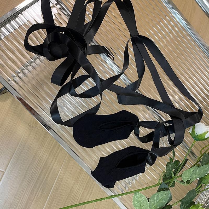 Wrap around tie satin long socks