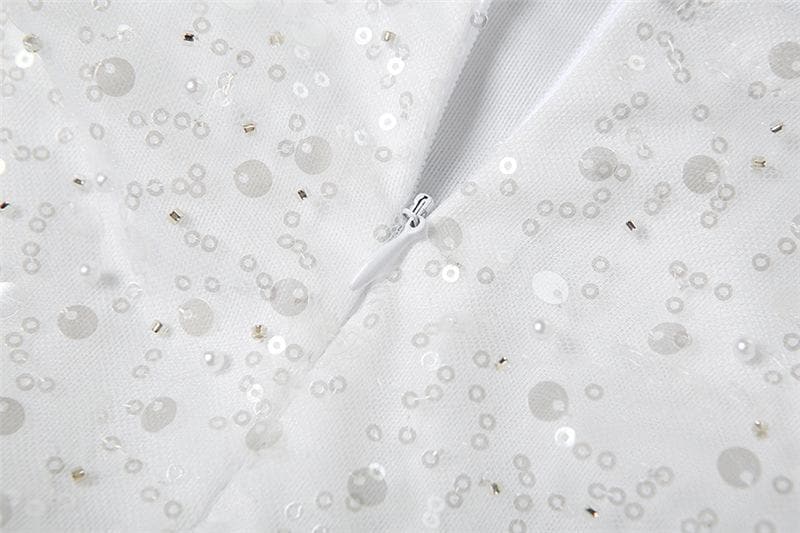 Backless glitter sweetheart neck zip-up long sleeve tube maxi dress