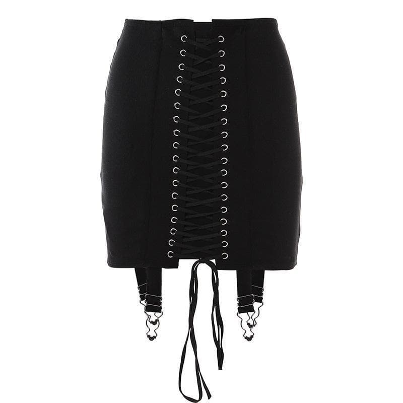 Lace up front high waist vintage skirt