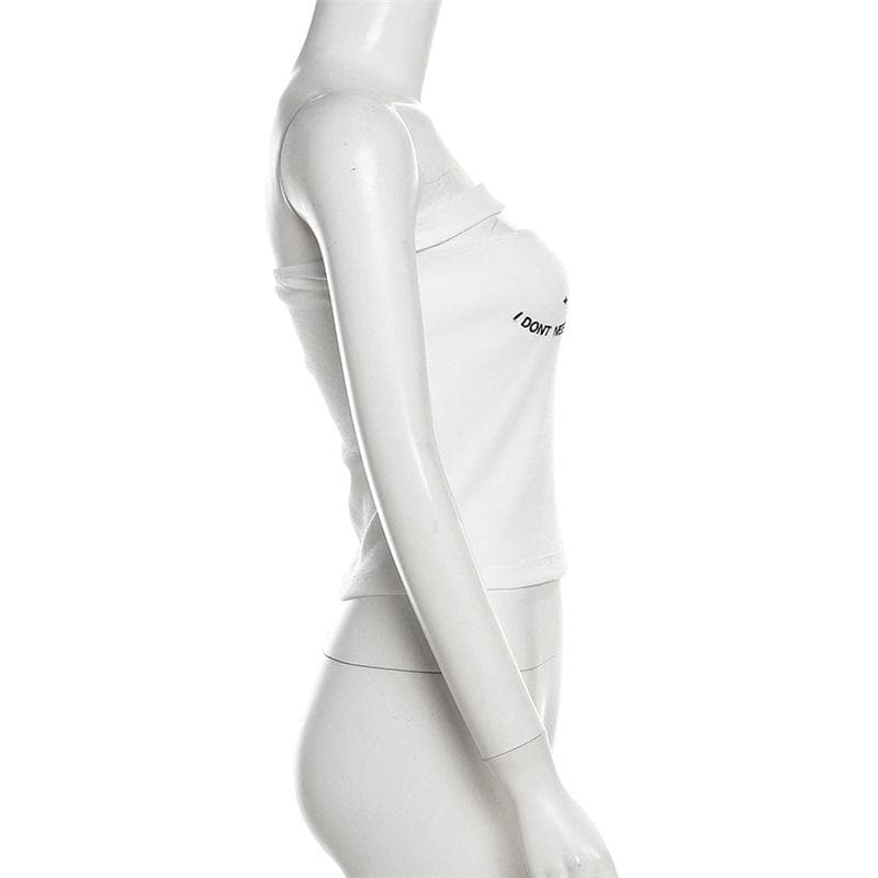 Ribbed embroidery hollow out backless tube cut out top