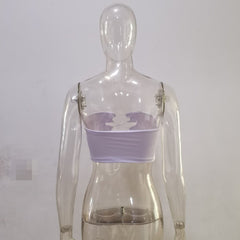 Double layered hollow out self tie backless solid lace up halter cut out top