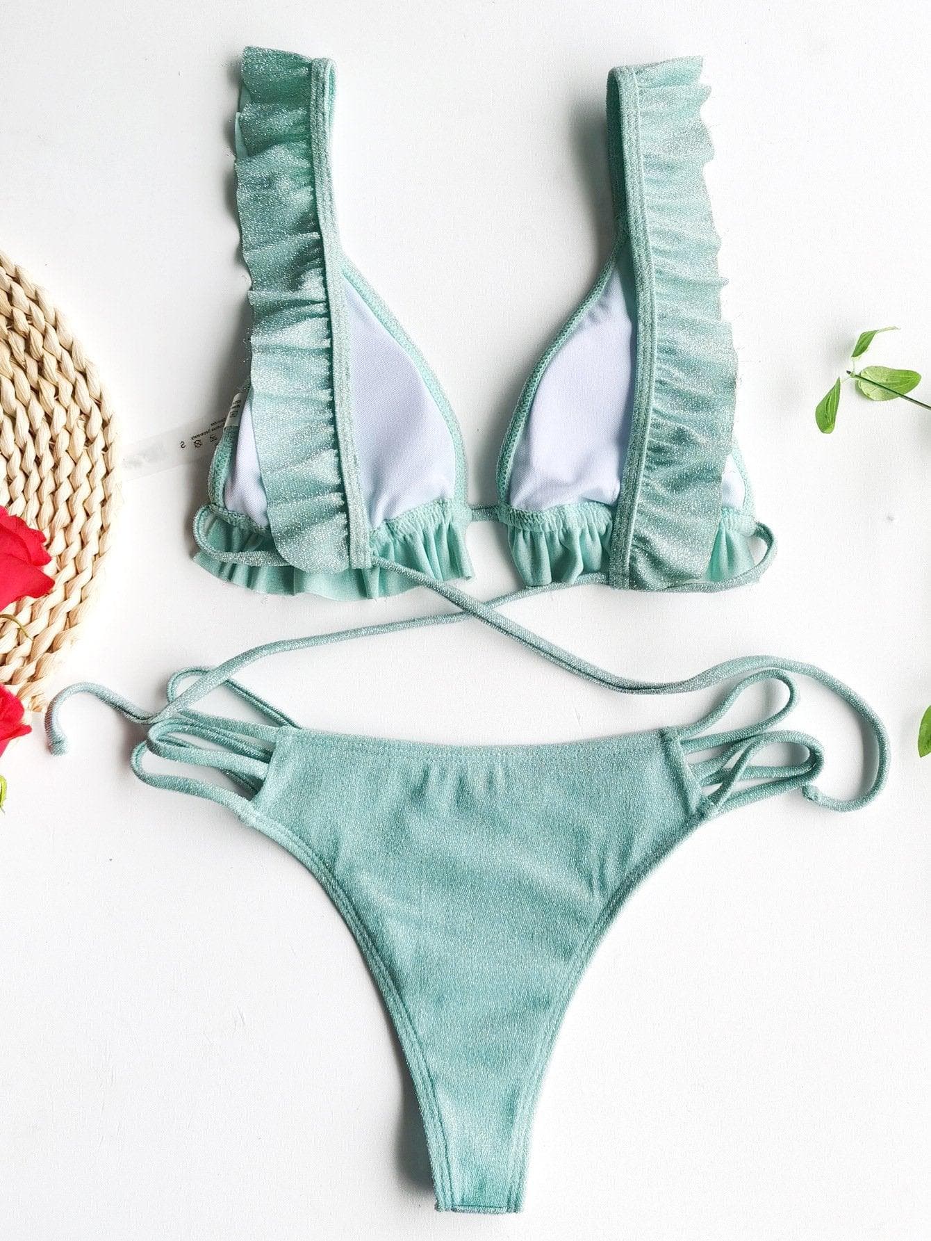 Ruffled glitter bikini