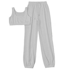 Sleeveless solid sport pant set