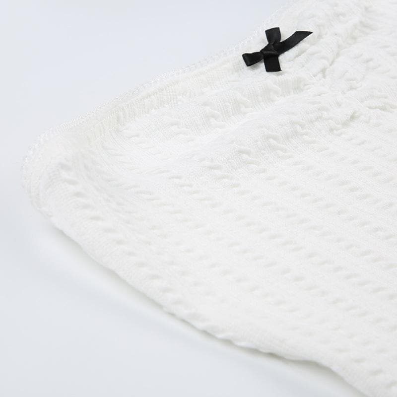 Textured bowknot ruched bowknot tube crop top