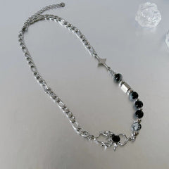 Spider decor beaded chain necklace