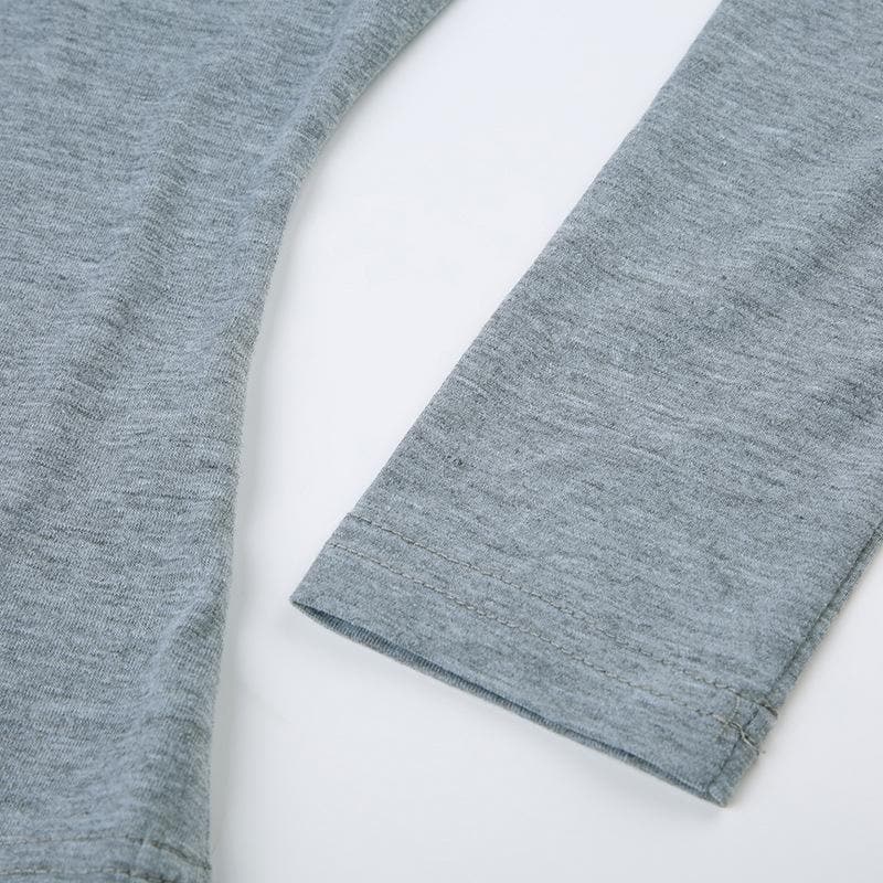 Solid long sleeve backless crewneck top