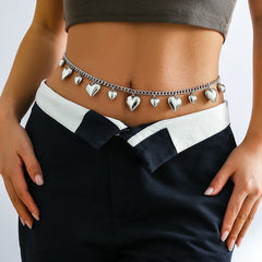 Solid heart pendant waist chain