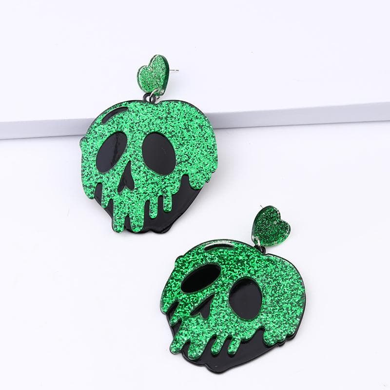 Skull shape contrast drop earrings