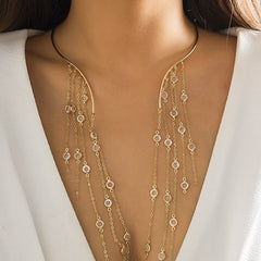 Stone pendant tassels open necklace