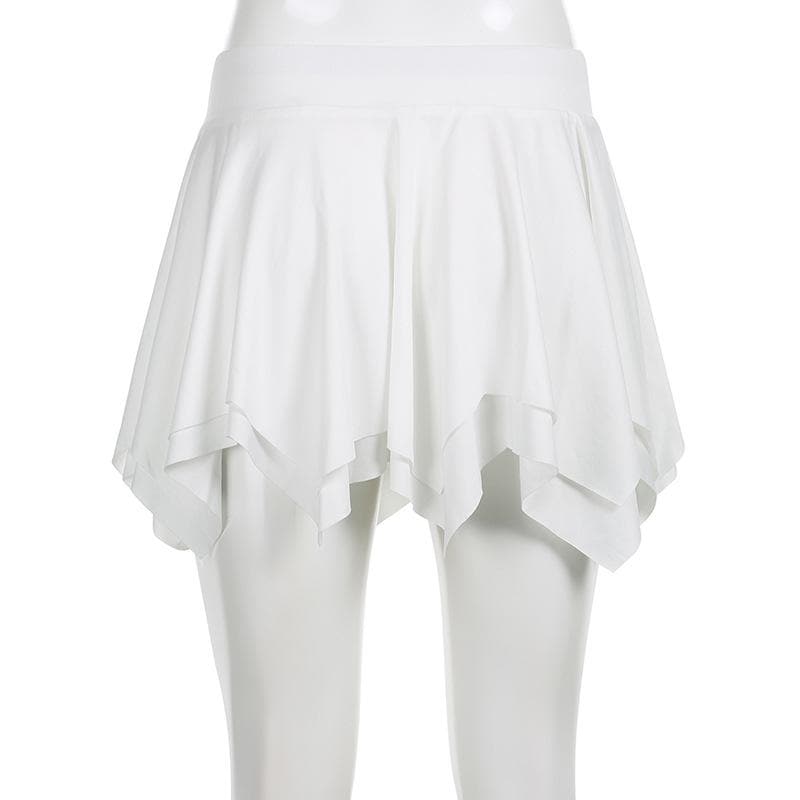 Solid ruffle ruched mini skirt