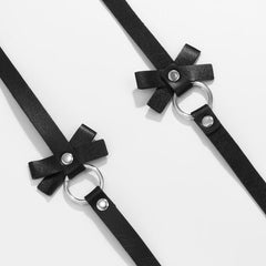 Buckle PU leather bowknot waist chain