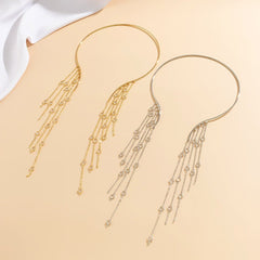 Stone pendant tassels open necklace
