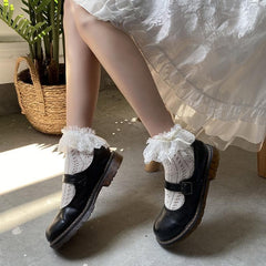 Lace bowknot hollow out short socks