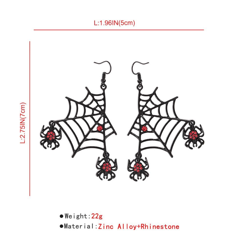 Spider web pendant rhinestone drop earrings