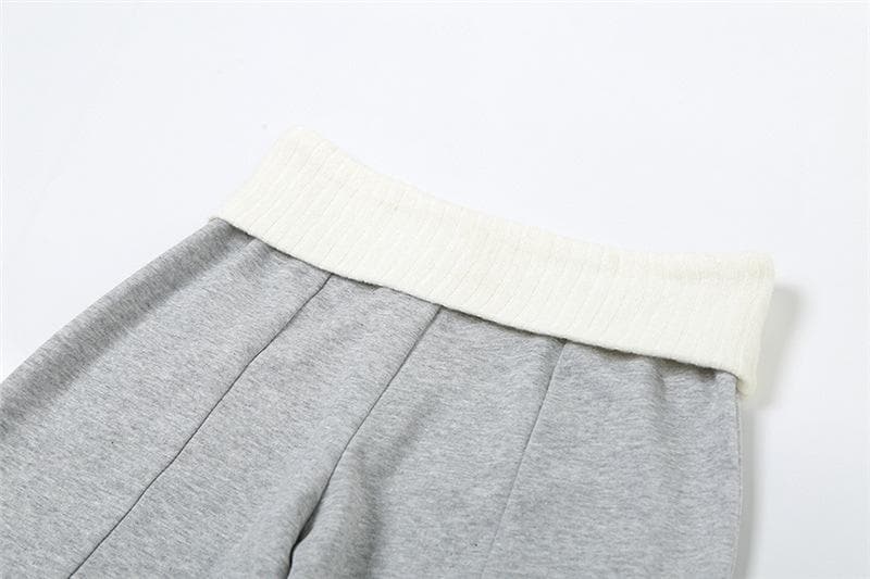 Contrast knitted patchwork low rise pant