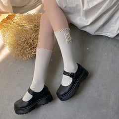Ruffle bowknot long socks