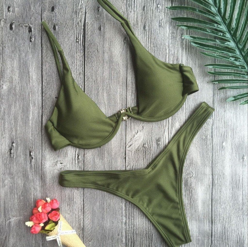 Push up solid bikini