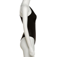 Solid One shoulder Hollow Out Bodysuit