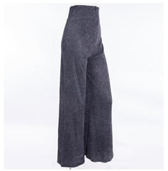 Textured zip-up high rise wide leg pant