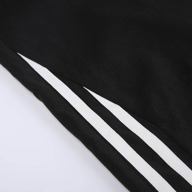 Contrast striped ruched self tie sports pants