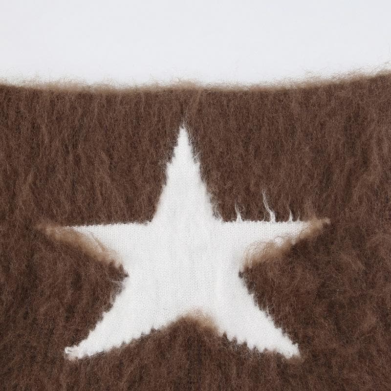 Contrast star pattern fluffy cap