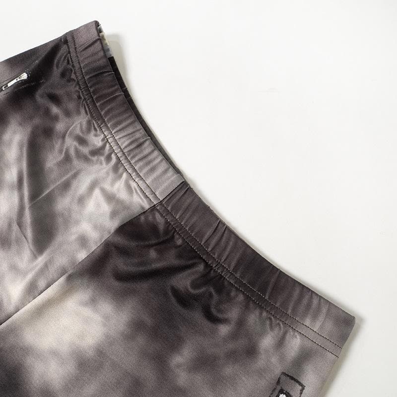 Tie dye contrast long sleeve gloves zip-up pant set