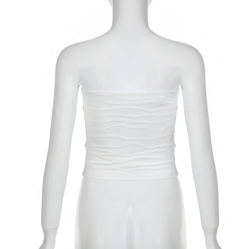 Textured rabbit pattern contrast bowknot tube top