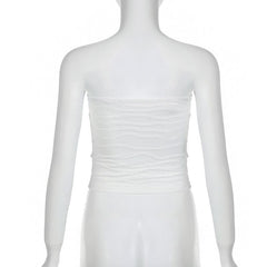 Textured rabbit pattern contrast bowknot tube top