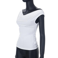 Cowl neck solid cap sleeve backless self tie ruched crop top
