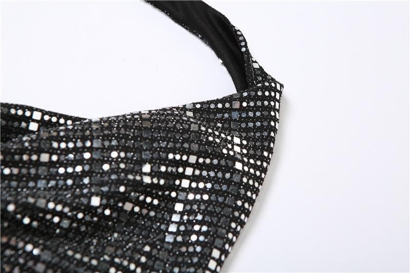 Textured cowl neck halter backless crop top