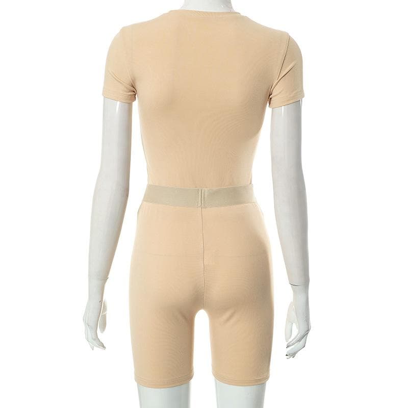 Short sleeve crewneck solid ribbed pant set