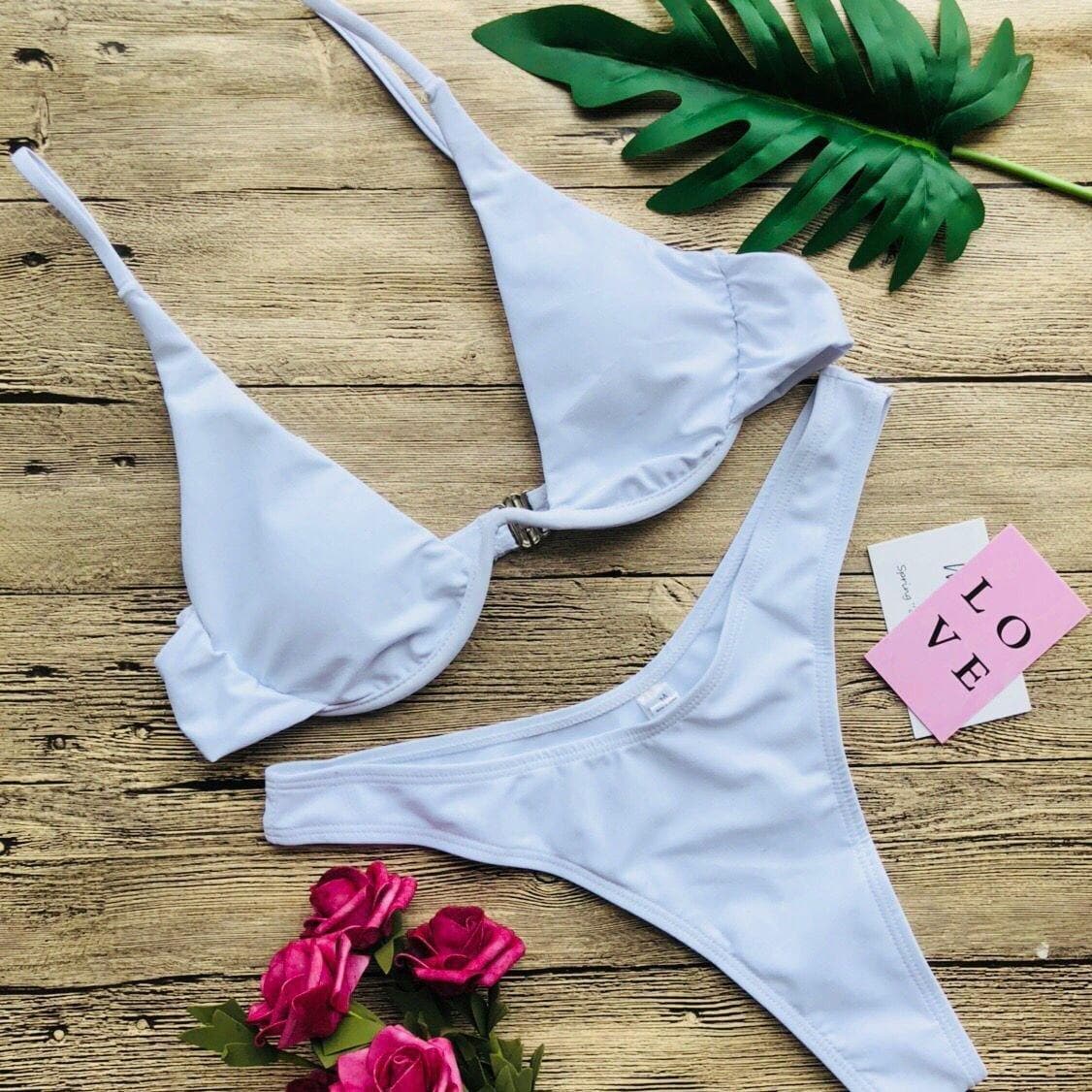 Push up solid bikini