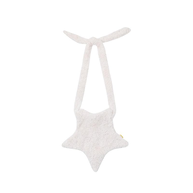 Star solid fluffy knotted zip-up bag