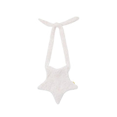 Star solid fluffy knotted zip-up bag