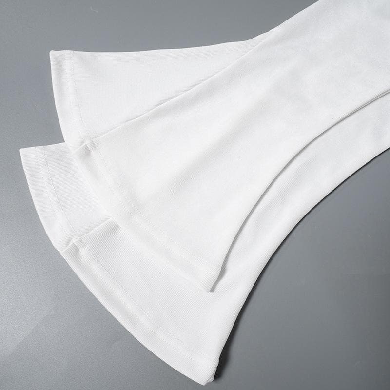 Ribbed long flared sleeve solid ruched off shoulder top