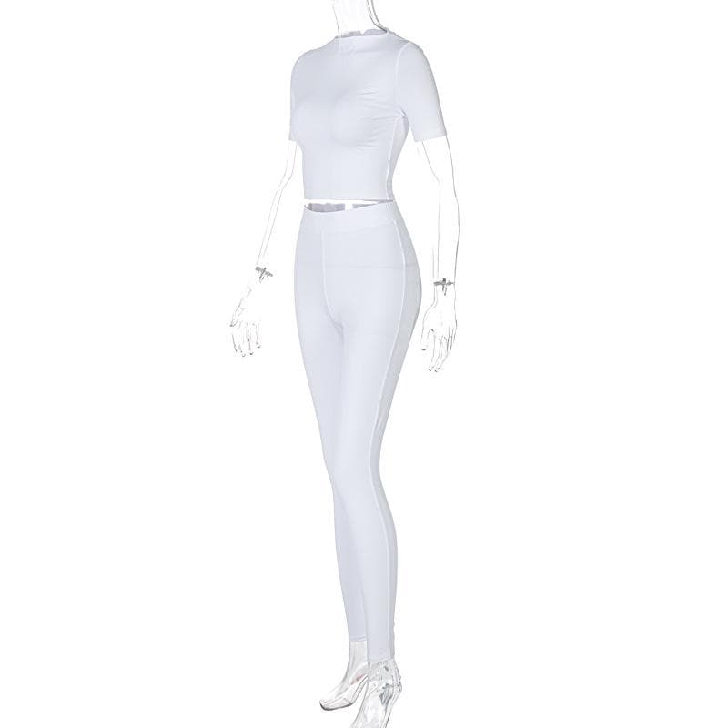 Short sleeve crewneck solid pant set