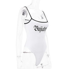 Contrast lettered print cami bodysuit