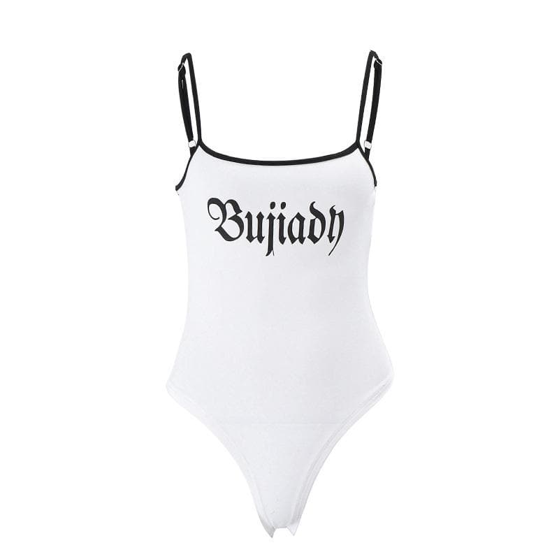 Contrast lettered print cami bodysuit
