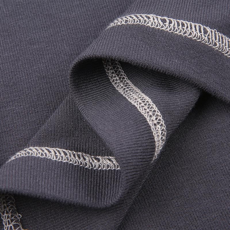 Stitch contrast long sleeve crewneck top