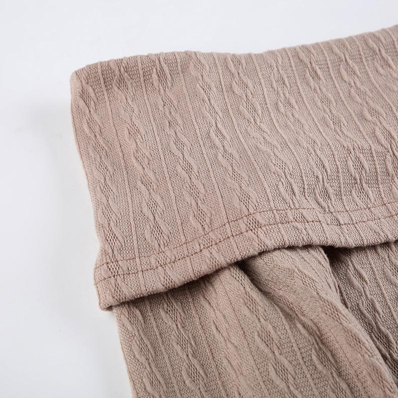 Textured off shoulder long sleeve solid top