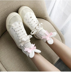 Bowknot bunny ears applique long socks