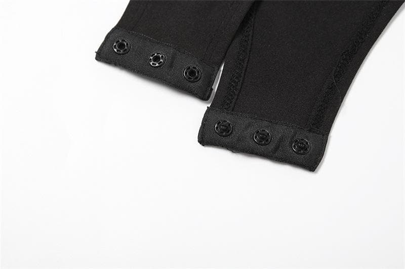 Square neck mesh patchwork long sleeve gloves bodysuit