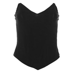 Solid v neck backless corset low cut top