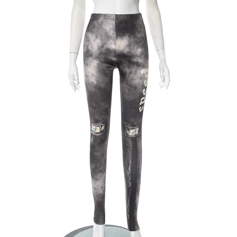 Tie dye contrast long sleeve gloves zip-up pant set