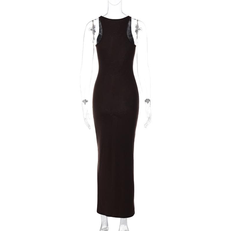 Solid u neck sleeveless maxi dress