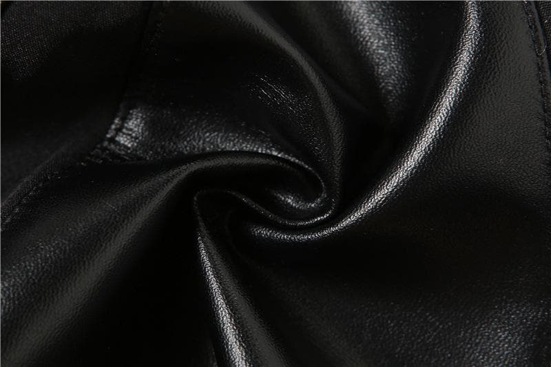 Solid PU leather hollow out halter lace up backless crop cut out top