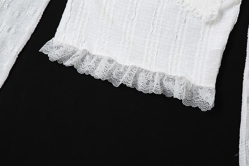 Textured solid long sleeve metal chain lace hem off shoulder top