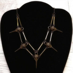 Skull pendant layered chain necklace